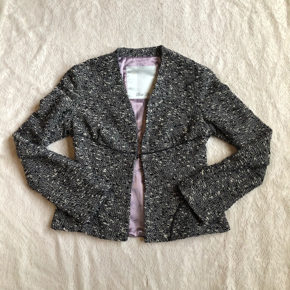 Anthropologie Beth Bowley tweed clasp front blazer